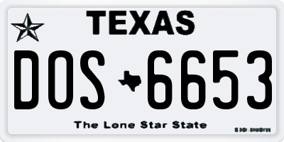 TX license plate DOS6653