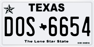 TX license plate DOS6654