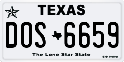 TX license plate DOS6659