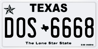 TX license plate DOS6668