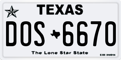 TX license plate DOS6670