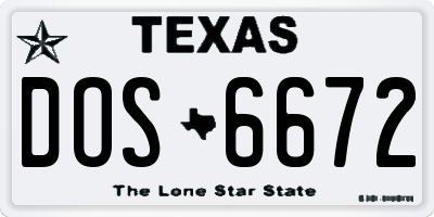 TX license plate DOS6672