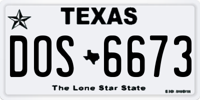 TX license plate DOS6673