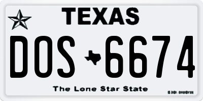 TX license plate DOS6674