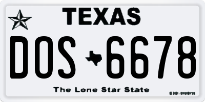 TX license plate DOS6678