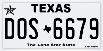 TX license plate DOS6679