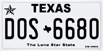 TX license plate DOS6680