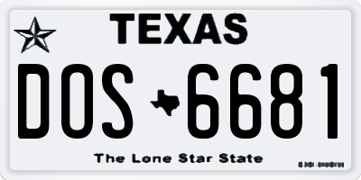 TX license plate DOS6681