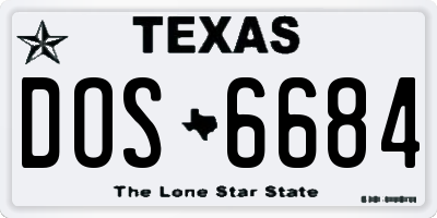 TX license plate DOS6684
