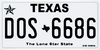 TX license plate DOS6686