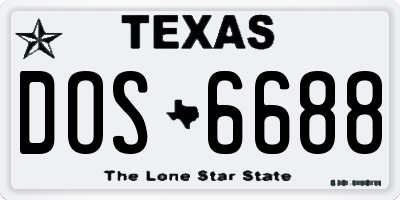 TX license plate DOS6688