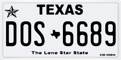 TX license plate DOS6689