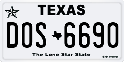 TX license plate DOS6690