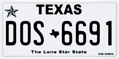 TX license plate DOS6691