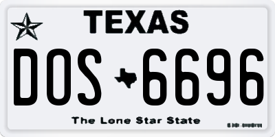 TX license plate DOS6696