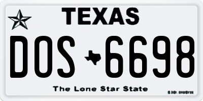 TX license plate DOS6698