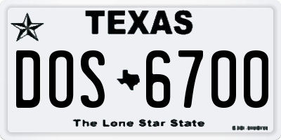 TX license plate DOS6700