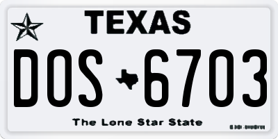 TX license plate DOS6703