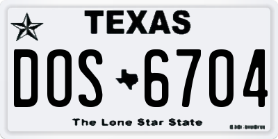 TX license plate DOS6704
