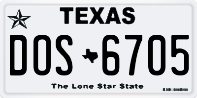 TX license plate DOS6705