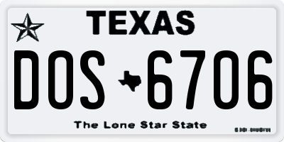 TX license plate DOS6706