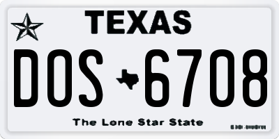 TX license plate DOS6708