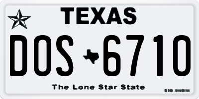 TX license plate DOS6710
