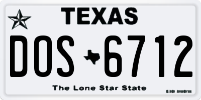 TX license plate DOS6712
