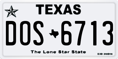 TX license plate DOS6713