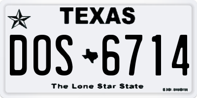 TX license plate DOS6714