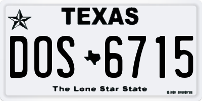 TX license plate DOS6715