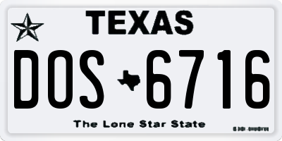 TX license plate DOS6716