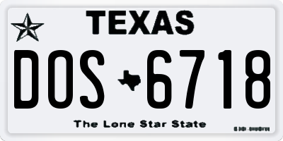 TX license plate DOS6718