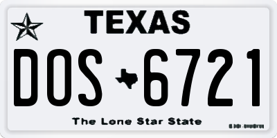 TX license plate DOS6721