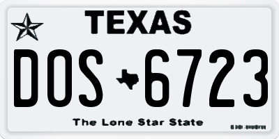 TX license plate DOS6723