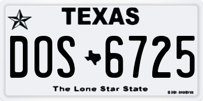 TX license plate DOS6725
