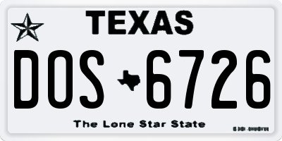 TX license plate DOS6726