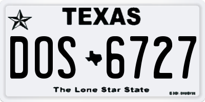 TX license plate DOS6727