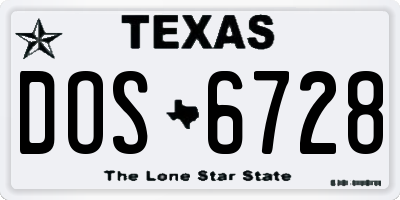 TX license plate DOS6728
