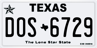 TX license plate DOS6729