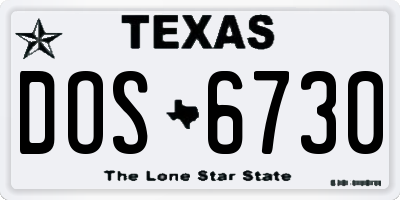 TX license plate DOS6730