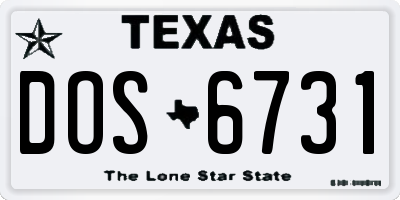 TX license plate DOS6731