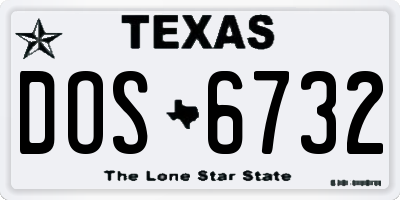 TX license plate DOS6732