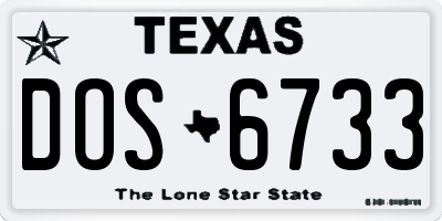 TX license plate DOS6733