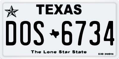 TX license plate DOS6734
