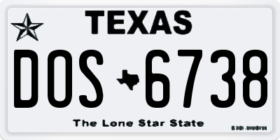 TX license plate DOS6738