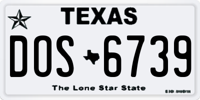 TX license plate DOS6739