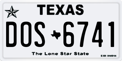 TX license plate DOS6741