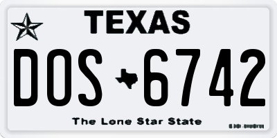 TX license plate DOS6742