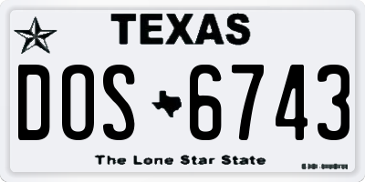 TX license plate DOS6743